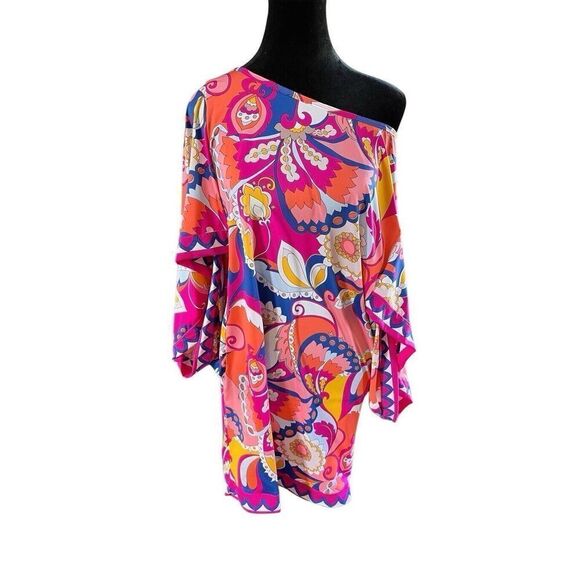 NWT $152 Trina Turk Sevilla Floral Swim Jersey Swimsuit Cover Up Tunic Dress L - Picture 4 of 16
